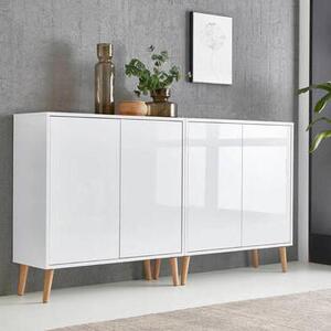 ŠIROKÁ KOMODA, biela, biela s vysokým leskom, 158/86/33 cm MID.YOU - Komody, Online Only
