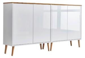 ŠIROKÁ KOMODA, biela, dub artisan, biela s vysokým leskom, 158/86/33 cm MID.YOU - Komody, Online Only