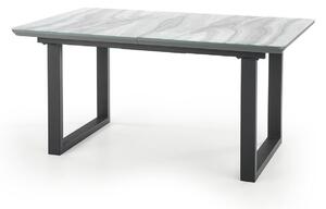 Rozkladací jedálenský stôl Marley - biely mramor / čierna
