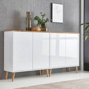 ŠIROKÁ KOMODA, biela, dub artisan, biela s vysokým leskom, 158/86/33 cm MID.YOU - Komody, Online Only