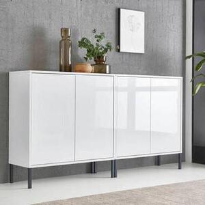 ŠIROKÁ KOMODA, biela, biela s vysokým leskom, 158/86/33 cm MID.YOU - Komody, Online Only