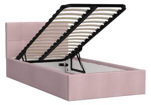 Čalúnená jednolôžková posteľ s úložným priestorom Ingrit 90x200 - ružová