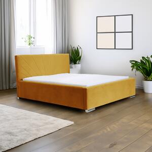 Čalúnená posteľ s úložným priestorom a matracom LEKS Žltá 120x200 cm