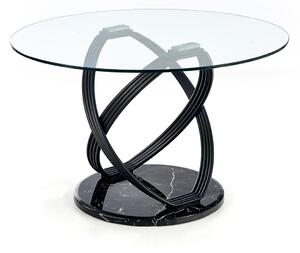 Okrúhly sklenený jedálenský stôl Optico - priehľadná / čierna