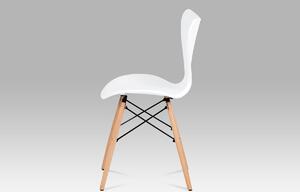 Jedálenská stolička plast biely/masív buk