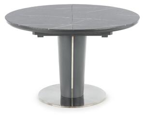 Okrúhly rozkladací jedálenský stôl Ricardo - sivý mramor / tmavosivá