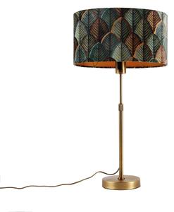 Stolná lampa bronzová s oválnym zamatovým tienidlom s dizajnom listov 35 cm - Parte