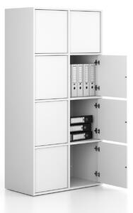 Kancelárska skriňa FRAME, 8x dvere, 872 x 450 x 1735 mm, PUSH-lock, biela