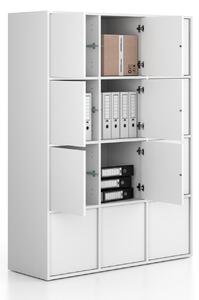 Kancelárska skriňa FRAME, 12x dvere, 1299 x 450 x 1735 mm, PUSH-lock, biela