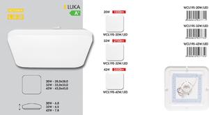 LED stropné svietidlo LUKA 20W, 4000K, IP44, 1500lm (WCL19S-20W/LED)