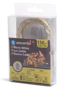 Aigostar - LED vonkajší reťaz 150xLED/8 režimov 3xAA 15,3 m IP44 teplá biela