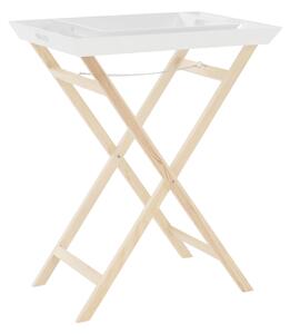 KONDELA Servírovací stolík s dvomi snímateľnými táckami, biela/prírodná, NORGE