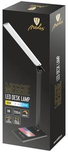 LED lampička MEGGIE čierna stmievateľná s bezdrôtovým nabíjaním a USB 8W (DL3304/B)
