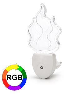 Nočné svietidlo do zásuvky EU Plameň 0,5W/30lm RGB so senzorom stmievania (AS-197469)