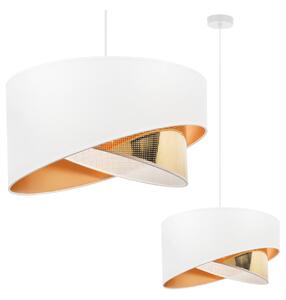 Závesné svietidlo Asti Duo2, 1x PVC/biele textilné tienidlo, (fi 45cm), g, w