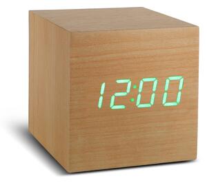 Béžový budík so zeleným LED displejom Gingko Cube Click Clock