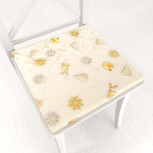 Biante Štvorcový podsedák Parma PM-136 Zlato-biele vianočné ozdoby na zlato-béžovom - 38x38x3 cm