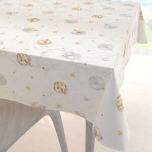 Biante Luxusný dekoračný vianočný štvorcový obrus Parma PM-138 Strieborno-zlaté vianočné banky na strieborno-krémovom 40x40 cm