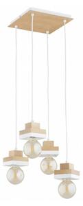 Luster na lanku MIKO 4xE27/15W/230V biela/béžová