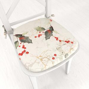 Biante Oblý podsedák Parma PM-135 Cezmíny s vetvičkami na strieborno-krémovom - 39x37x3 cm