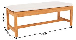 KONDELA Drevená záhradná lavička, prírodná/béžová, 120 cm, VEATA