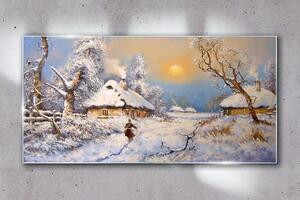 Skleneny obraz Vidiecky zimné sneh