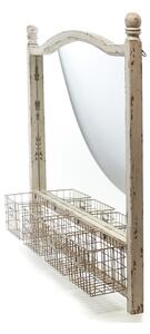 Vintage - Zrkadlo v drevenom ráme s kovovými košíkmi Aluro LAMALI, 107x16x88 cm (A00178)