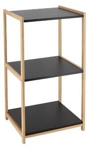 Polička do kúpeľne Black Bamboo 3, čierna/s drevenými prvkami