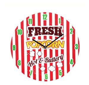 Sklenené retro nástenné hodiny "Fresh Popcorn", ∅30 cm (79-3234 )