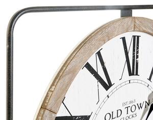 Nástenné vintage hodiny drevo mdf v kovovom ráme, biele, 60x4,5x60cm (RE-176479 WALL CLOCK METAL MDF 60X4,5X60 WHITE)