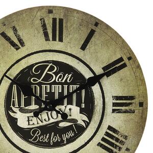 Vintage nástenné hodiny "Bon APPETIT", 30x3 cm (6KL0603 Wall clock ? 30*3 cm / 1*AA)