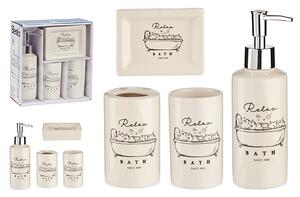 Vintage kúpeľňový set 4 kusy "Relax bath", keramika biela (89464 bathroom set 4 pieces ceramic relax white)