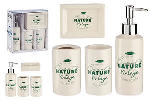 Vintage kúpeľňový set 4 kusy "Beauty nature", keramika biela (89465 4-piece ceramic bathroom set Vintage White)