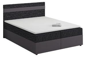 Manželská posteľ Boxspring 140x200 cm Mimosa (melírovaná čierna + tmavosivá) (s roštom a matracom). Vlastná spoľahlivá doprava až k Vám domov. 1007802