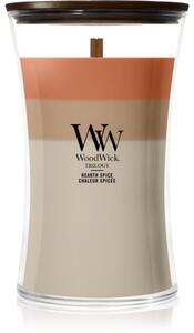 Woodwick Trilogy Hearth Spice vonná sviečka s dreveným knotom 610 g
