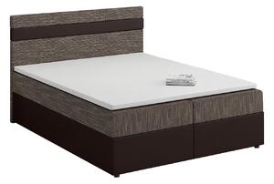Manželská posteľ Boxspring 160x200 cm Mimosa (melírovaná hnedá + tmavohnedá) (s roštom a matracom). Vlastná spoľahlivá doprava až k Vám domov. 1007808