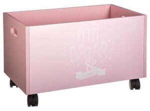Detský box na hračky ružový, drevo mdf, 48x30x28cm (127141A pink wheeled trunk, pink)