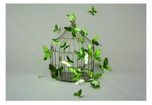 Sada 12 adhezívnych 3D samolepiek Ambiance Butterflies Green