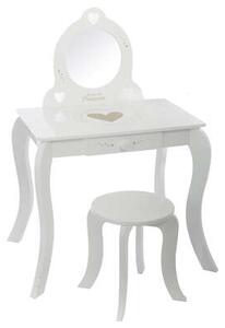 Detský toaletný stolík + stolička, 60x60x43cm biela (127183 dressing table + stool, multicolored)