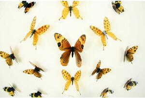 Sada 18 adhezívnych 3D samolepiek Ambiance Butterflies Yellow