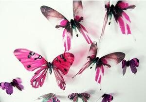 Sada 18 ružových adhezívnych 3D samolepiek Ambiance Butterflies