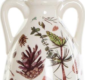 Váza s uškami "PINUS", keramika, 13x13x35 cm (LD-188891 VASE CROCKERY 13X13X35 NATURE WHITE)