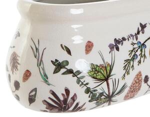 Kvetináč oválny "PINUS", keramika, 23x10x9,5 cm (LD-188899 FLOWERPOT STAND CROCKERY 23X10X9,5 PINEAPPLE WHITE)