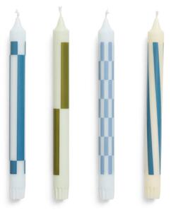 HAY Sviečky Pattern Candle set 4ks, green and blues
