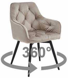 Otočné jedálenské kreslo JORK360 VELVET, béžové