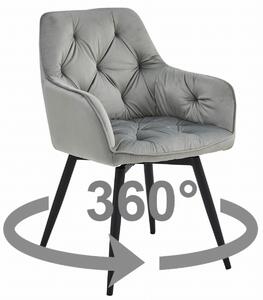 Otočné jedálenské kreslo JORK360 VELVET, svetlo sivé