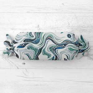 Biante Vankúš valec bonbon Sandra SA-587 Modro-zelené designové vlnky na mintovom 15x40 cm