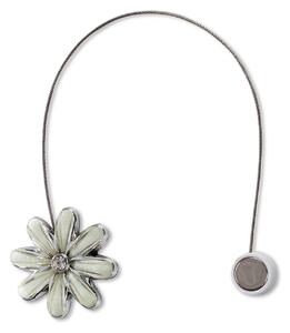 SADA 2KS DEKORAČNÁ SPONA NA ZÁVES FLOWER S MAGNETOM 5 X 14 CM KRÉMOVÁ