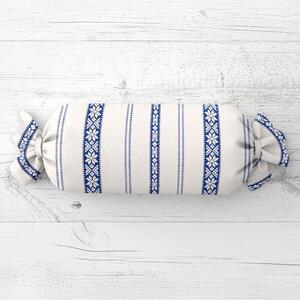 Biante Vankúš valec bonbon Sandra SA-590 Modrý ľudový vzor na bielom 15x40 cm