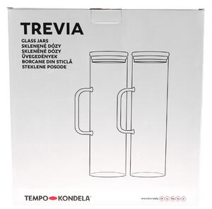 TEMPO-KONDELA TREVIA, sklenené dózy, set 2 ks, s uškom, sklo/bambus